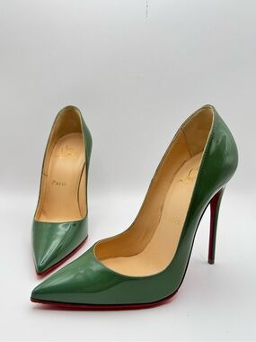 Christian Louboutin So Kate 120 Celeste Green Patent Pumps EU 36 Box